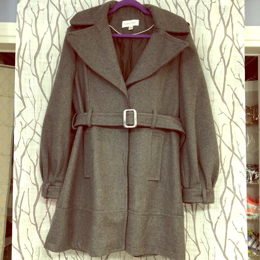 Beautiful grey wool belted coat